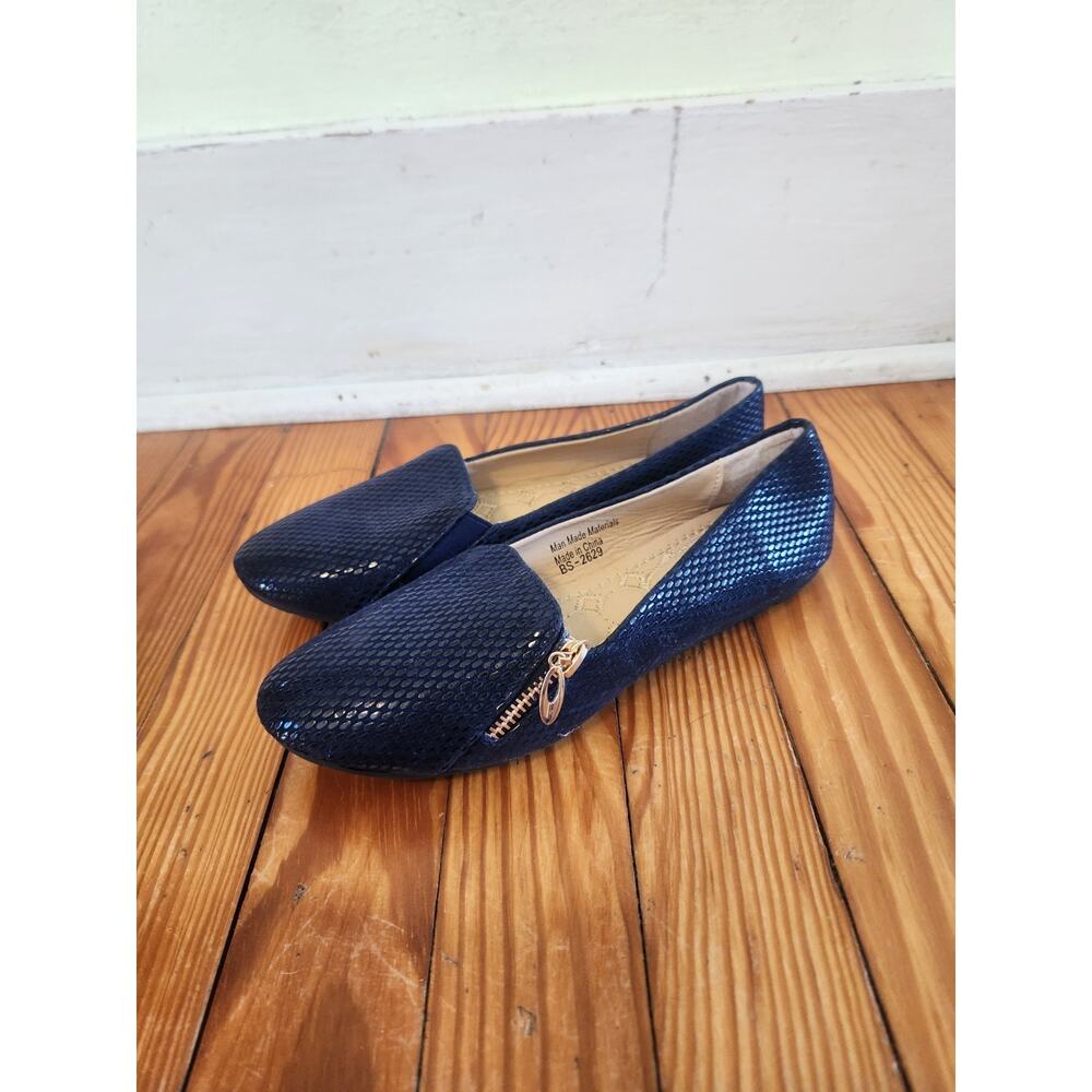 Victoria K Womens Shoes Flats Size 6.5 Blue Zipper Comfort